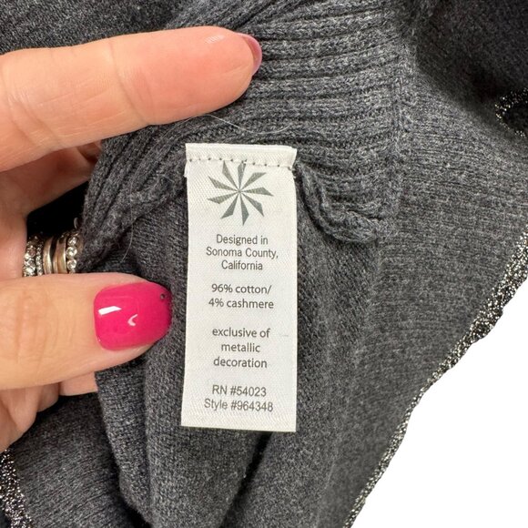 Athleta Womens Asymmetrical‎ Hem Long Sleeve Sweater S Gray Cashmere Goth READ - Picture 5 of 9